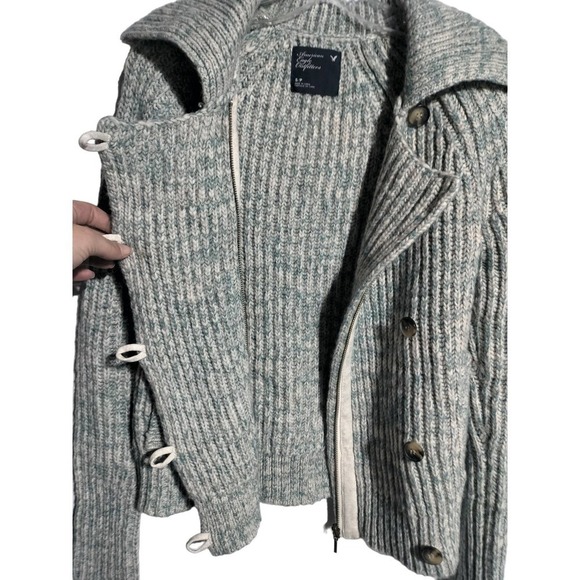 American Eagle knitted wool, alpaca, mohair blend front sweater woman small - Picture 6 of 8